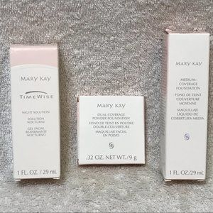 Mary Kay 3 pcs TimeWise Night Solution Facial Gel / Foundation / Powder Foundati